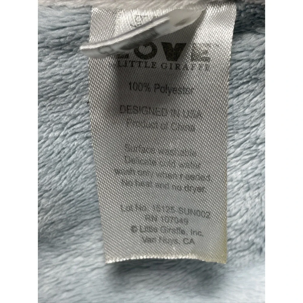 Love by Little Giraffe Blue White Plush Security Blanket/Lovey 14